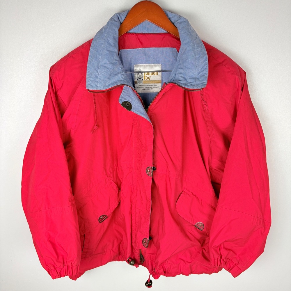 London Fog Red Lightweight Collared Jacket Women Size L Petite